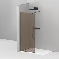 Душевая перегородка Cezares Liberta L-1 100 см (подрезаемый кронштейн, стекло 8 мм), черный/бронза фото 