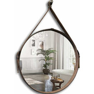 Зеркало Azario Капитан 61 см LED-00002332, коричневая кожа фото 