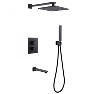 Душевая система для ванны с термостатом Abber Weiss Insel AF8050B, черный матовый фото 