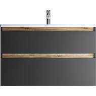 Тумба подвесная с раковиной Am.Pm X-Joy 100 см M85AFHX1002BM, черный матовый, Цвет фасада: чёрный фото 