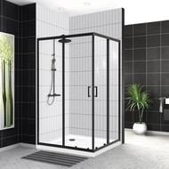 Душевое ограждение BelBagno 120x100 см UNO-195-AH-2-120/100-C-NERO, черный/прозрачное фото 