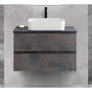 Тумба подвесная со столешницей Cezares MOLVENO 46-80-2C-SO-OSS 80 см, Ossido/Marmo Nero Opaco фото 