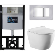 Инсталляция с подвесным безободковым унитазом Azario Geno AZ-8010-1000+AZ-8200-0031+AZ-2196D фото 