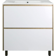 Тумба напольная с раковиной Стиль Stella 70/2Н см, дуб дымчатый/белый фото 