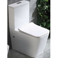 Унитаз-компакт CeramaLux Rimless 2170AXMW с крышкой микролифт, белый матовый, Цвет производителя: белый матовый фото 