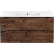 Тумба подвесная с раковиной Vincea Mia 100 см VMC-2MC100RW, тёмное дерево фото 