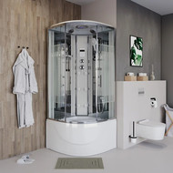 Гидробокс Niagara Ultra NG-709-01R 100x100 см, хром/прозрачное/узор (безсиликоновая сборка) фото 