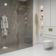 Душевая перегородка Niagara Nova 100 см NG-643-10GOLD с кронштейном, золото/прозрачное фото 