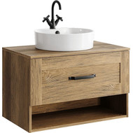 Тумба подвесная со столешницей Aqwella Craft 80 см CRF0108DB, дуб балтийский фото 