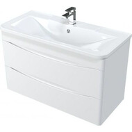 Тумба подвесная с раковиной Mirsant Bravo 100 см (раковина adel 100) белый фото 