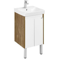 Тумба универсальная с раковиной Акватон Сканди Doors 45 см 1A278701SDZ90, дуб рустикальный/белый глянцевый (ножки в комплекте) фото 