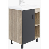 Тумба напольная с раковиной Onika Тимбер 60 см 106116, серый матовый/дуб сонома фото 