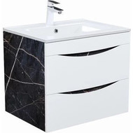 Тумба подвесная с раковиной Iddis Cloud 60 см CLO60B0i95K, черный мрамор/белый матовый фото 