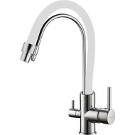 Смеситель для кухни Ledeme L4755-3, хром/белый фото 