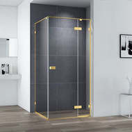 Душевое ограждение Cezares Bellagio AH-1 100х100 см (стекло 8 мм), золото/прозрачное фото 