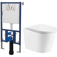 Инсталляция с подвесным унитазом комплект: Loranto 4501 с подвесным безободковым унитазом Azario Fonti AZ-402W сиденье микролифт фото 