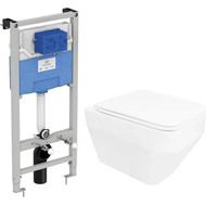 Инсталляция с подвесным унитазом комплект: Ideal Standard Prosys Frame 120 M R020467 с подвесным безободковым унитазом Azario Moneo AZ-0062 сиденье микролифт, крепление фото 