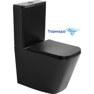 Унитаз-компакт безободковый Abber Rechteck AC1210TMB (смыв торнадо) с тонкой крышкой микролифт, чёрный матовый, Цвет производителя: чёрный матовый фото 