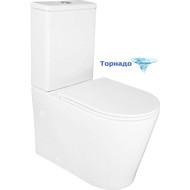 Унитаз-компакт безободковый Azario Conto AZ-T005BR с тонкой крышкой микролифт (Система смыва торнадо), Цвет производителя: белый фото 