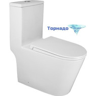 Унитаз-моноблок безободковый Azario Scala AZ-8101 с тонкой крышкой микролифт (система смыва торнадо) фото 