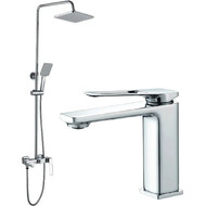 Душевой комплект Haiba: Душевая стойка HB24817 + смеситель для раковины HB10817, цвет хром фото 