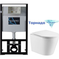 Инсталляция с подвесным безободковым унитазом Azario Teramo AZ-8010-1000+AZ-0053-UQ (система смыва торнадо) фото 