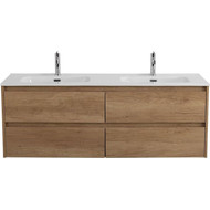 Тумба подвесная с раковиной Belbagno 140 см KRAFT-1400-4C-SO-2-RNN (раковина BB1400-2-ETL) Rovere Nebrasca Nature фото 