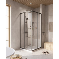 Душевое ограждение 90x90 см Cezares Relax-304-A-2-90-C-GM, оружейная сталь/прозрачное фото 