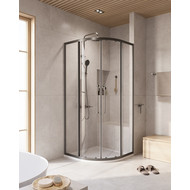 Душевое ограждение 90x90 см Cezares Relax-304-R-2-90-C-GM, оружейная сталь/прозрачное фото 