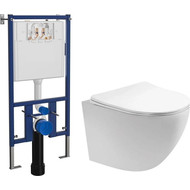 Инсталляция с подвесным унитазом комплект: Loranto 4501 с подвесным безободковым унитазом Aquatek Европа AQ1900-00 сиденье микролифт фото 