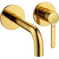 Смеситель для раковины настенный Cezares ECO-DI-BORO, брашированное золото, Цвет производителя: золото фото 
