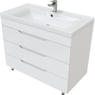 Тумба напольная с раковиной Mirsant Soho Quadro 100/2 см с доводчиком, белый фото 