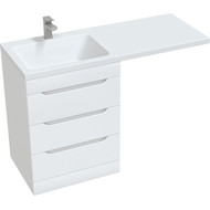 Тумба напольная с раковиной Mirsant Soho quadro 120 см L (раковина Fly2), белый фото 