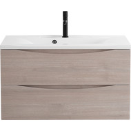 Тумба подвесная с раковиной BelBagno MARINO-1000-2C-SO-RG-P 100 см, Rovere Grigio фото 