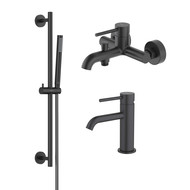 Набор смесителей 3 в 1 для ванны с коротким изливом Aquatek Европа AQ1330MB, чёрный матовый, Цвет производителя: чёрный матовый фото 