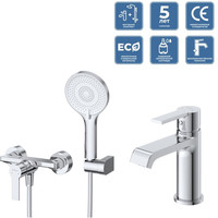 Набор смесителей BelBagno: Смеситель для душа AURORA-ESDM-CRM + смеситель для раковины AURORA-LVM-CRM-W0 (Новинка 2025) фото 