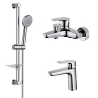 Набор смесителей 3 в 1 для ванны с коротким изливом Aquatek Бетта AQ1130CR, Цвет производителя: хром фото 