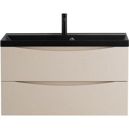 Тумба подвесная с раковиной BelBagno MARINO-800-2C-SO-CO-P 80 см, Crema Opaco (раковина BB800/450-LV-ART-AST-NERO) фото 