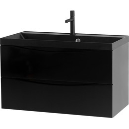 Тумба подвесная с раковиной BelBagno MARINO-800-2C-SO-NL-P 80 см, Nero Lucido (раковина BB800/450-LV-ART-AST-NERO) фото 