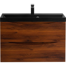 Тумба подвесная с раковиной BelBagno MARINO-800-2C-SO-RC-P 80 см, Rovere Cillegio (раковина BB800/450-LV-ART-AST-NERO) фото 