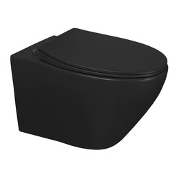 Унитаз подвесной безободковый Azario Keras AZ-99046B с тонкой крышкой микролифт, чёрный матовый, Цвет производителя: чёрный матовый фото 
