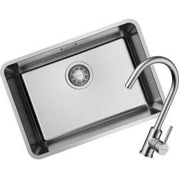 Кухонная мойка + смеситель Omoikiri 4997405 + SHINAGAWA-BN 4994230, нержавеющая сталь фото 