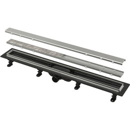 Трап Alcadrain 65 см APZ20-650, нержавеющая сталь/чёрный матовый (под плитку) фото 