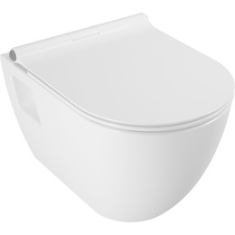 Унитаз подвесной безободковый Serel Smart SM46SL с тонкой крышкой микролифт фото 