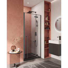 Душевая дверь Cezares 90 см LINER-B-12-90-C-NERO-R, чёрный/прозрачное фото 