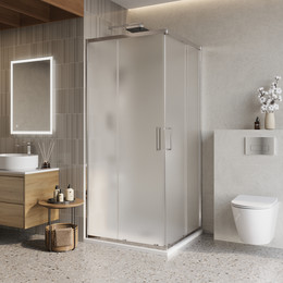 Душевое ограждение BelBagno 90x90 см LUCE-A-2-90-P-Cr, хром/матовое фото 