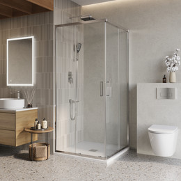 Душевое ограждение BelBagno 100x100 см LUCE-A-2-100-C-Cr, хром/прозрачное фото 
