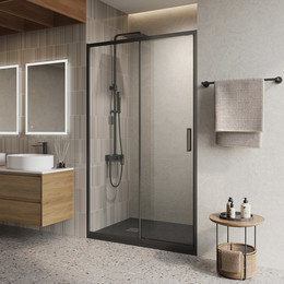 Душевая дверь BelBagno 120 см LUCE-BF-1-120-C-NERO, чёрный/прозрачное фото 