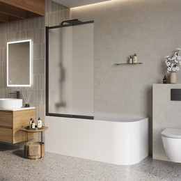 Шторка для ванны BelBagno 90 см LUCE-VF-11-90/145-P-NERO, чёрный/матовое фото 