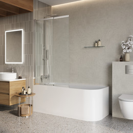 Шторка для ванны BelBagno 90 см LUCE-VF-11-90/145-C-Cr, хром/прозрачное фото 